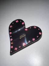 Stone heart hair-clip (black)
