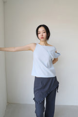 ラッフルレイヤードパンツ (チャコール)