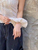 #RS Dot Puff Frill Short Sleeve Blouse + Scrunchie Set