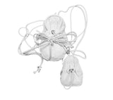 DOUBLE POCKET STRING CROSS BAG WHITE