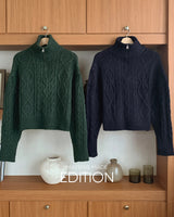 【MADE】Cable half zip-up knit
