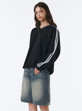 [Unisex] スポーティートラックVネックオーバーフィットスウェットシャツ (4color)