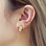 gold small dome 14k gold plating + 925 silver earrings E062-05G