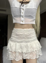 shell lace unbalanced skirt (white)
