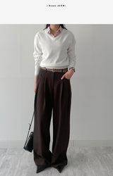 Launer Pocket Two-Tuck Wide Slacks