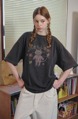 ハローフラワーピグメント半袖Tシャツ