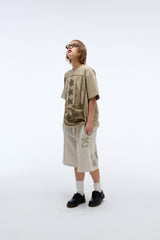 Weekend warrior typography printing washing short pants (Oatmeal)