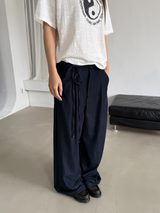 belted denim wide slacks