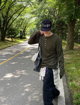 No.0863 ヘンリーネックニットTシャツ (5color)