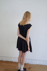 シルキーシャーリングドレス_black
