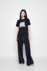 25SS ワンポイントロゴカラーリングワイドトラックパンツ ブラック