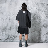 カッティングロゴオーバーサイズフィットTシャツ (DARK GRAY)