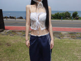 Lace Ribbon Cropped Sleeveless