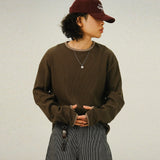 RU Crop Waffle Color Point Warmer Long T