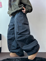 HOT HEAT 🔥 PADDING CARGO OVER UNISEX LONG PANTS🩶🖤2COLOR
