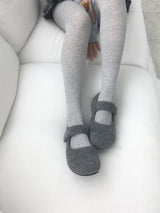 Round fur mary-jane shoes