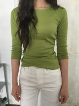 Onepie U-neck/V-neck Side Shirring Three Quarter Sleeve Tee