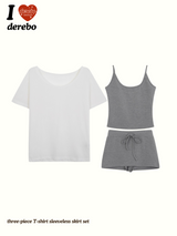 three-piece T-shirt sleeveless skirt set (3 SET)
