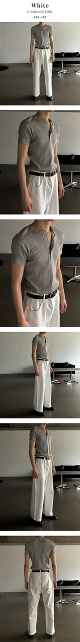 [Unisex] Islet cotton semi wide pants(3color)