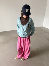 deep U-neck knit top