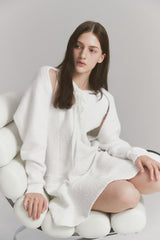 Fur Ribbon Bolero White