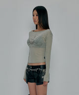 HEART WING SHEER LONG SLEEVE_KHAKI