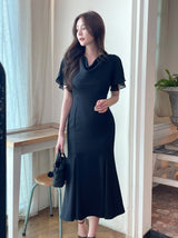 Andeu Cowl Neck Ruffle Mermaid Long One Piece