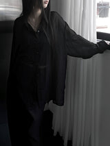 crinkle sheer overfit shirt (2color)