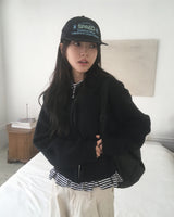 Duon Raglan pocket collar knit zip-up