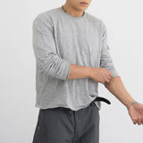 Slub damaged crop long sleeves 3color
