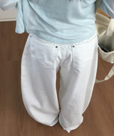 Flying Wing Back Embroidery Point Balloon Fit Summer Cotton Pants 1 Color
