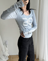 Lace numbering crop tee
