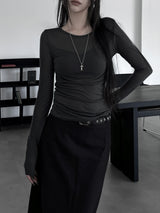 layered see-through long sleeve T (4color)