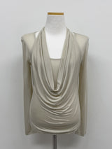 Shirred halterneck layered T-shirt