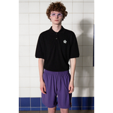 BUTTON FLOWER PK POLO SHIRT / BLACK