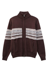 Heavyweight Fair Isle Knit Zip Cardigan