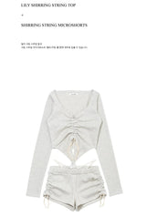 SHIRRING STRING MICROSHORTS_OATMEL