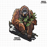 レインフォレストダスティローズデニムウォッシュドヘビーウエイトTシャツ (Orangutan)