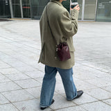Glazed mini bag - BROWN