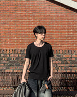 スリムフィットリブ UネックショートスリーブTシャツ