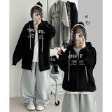 Ronnie Lettering Over Loose Fit Hooded Zip-Up