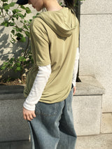 Gode ​​Henley Neck Hooded Short Sleeve T-shirt (5c)