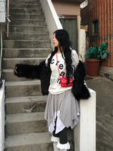 サイド ストラップ ストライプ アンバランス スカート