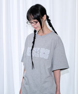レースフラワーTシャツ - グレー