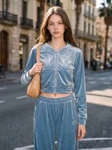 HORIZON RING VELVET ZIP-UP [SKY BLUE]