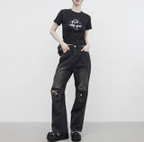 ルアンクロップドプリンティドTシャツ
