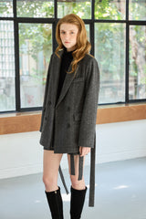 CLASSY HERRINGBONE WOOL JACKET / CHARCOAL