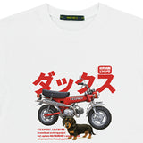 バイクダックスフンドショートスリーブTシャツ_ホワイト