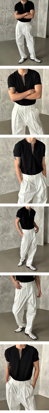 [S/S] Round neck half zip up t-shirts (4color)