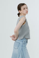 ワッフルスリーブレス_MELANGE GRAY
